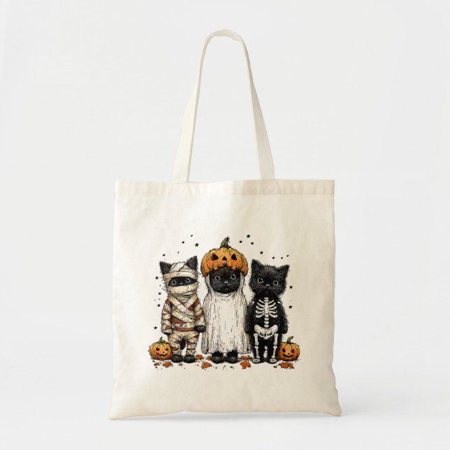 Tote Bag Trois chats Halloween (Devant)