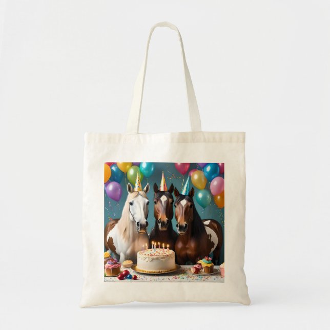 Tote Bag Trois Chevaux Piebald fête d'anniversaire, (Devant)