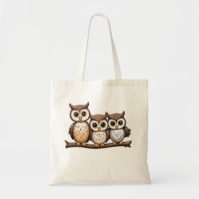 Tote Bag Trois chouette petite chouette (Devant)