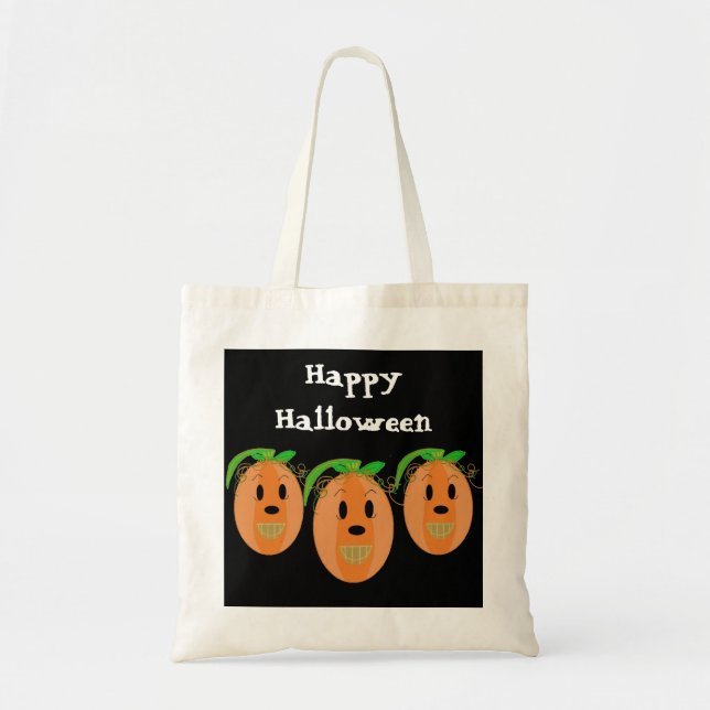 Tote Bag Trois citrouilles souriantes (Devant)