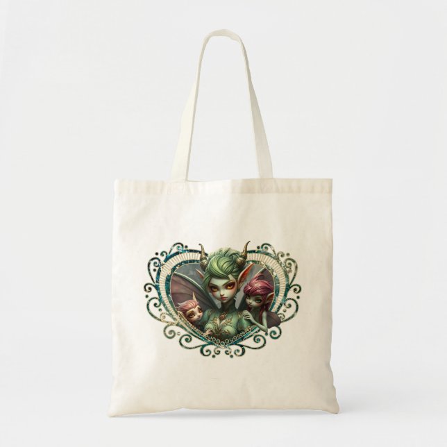 Tote Bag Trois fées, les compagnons du coeur magique. (Devant)
