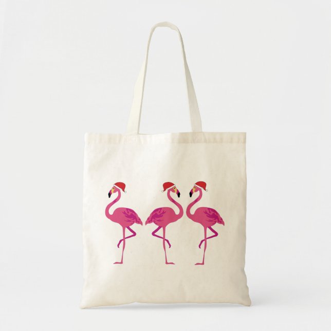 Tote Bag Trois Flamants roses de Noël (Devant)