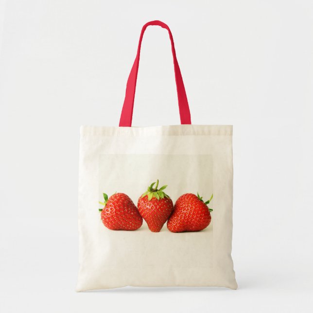 Tote Bag Trois Fraises Sur Blanc Bti (Devant)