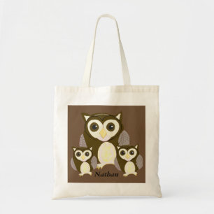 Tote Bag Trois hiboux Brown personnalisés