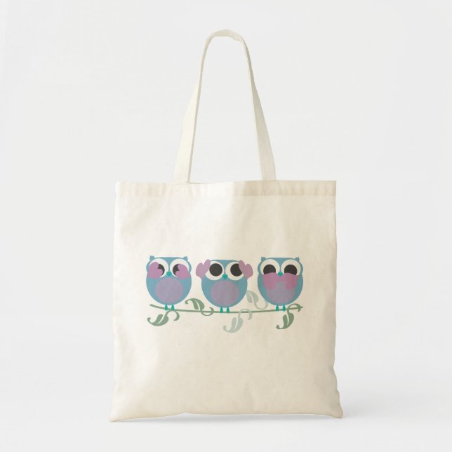 Tote Bag trois hiboux sages ne voient, entendent, parlent (Devant)