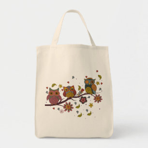 Tote Bag Trois hiboux sur branche