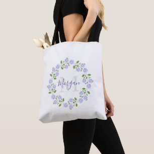 Tote Bag Trois Hydrangées Aquarelle Florale Wreath