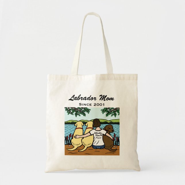 Tote Bag Trois personnalisés Labradors et maman (Devant)
