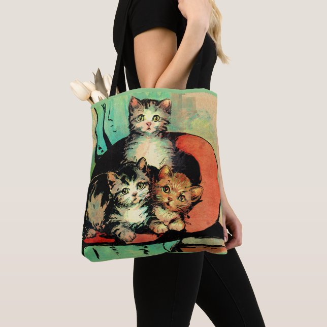 Tote Bag trois petits chatons imprimés (De près)