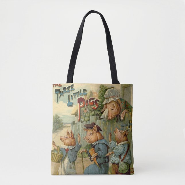 Tote Bag Trois Petits Chiens Vintage Fairy Tale (Devant)