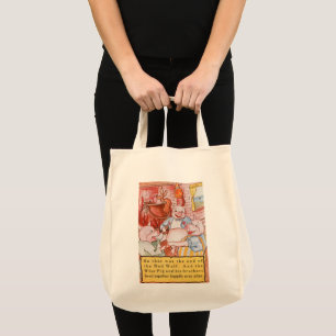 Tote Bag Trois Petits Cochons Cuisinant Loup, Conte de Fées