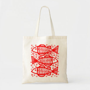 Tote Bag Trois poissons - Rouge