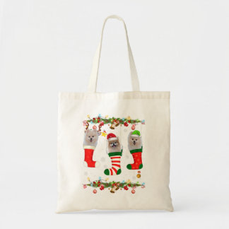 Tote Bag Trois Poméraniens En Sock Noël Père Noël