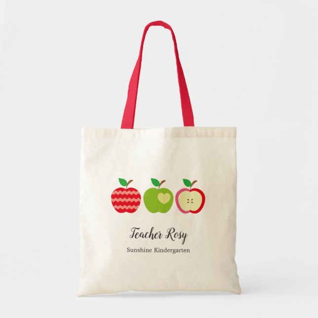 Tote Bag Trois pommes - Enseignant personnalisé (Devant)