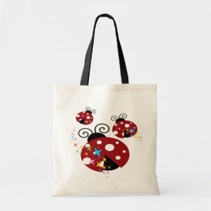 Tote Bag Trois rouges et coccinelle noire avec des étoiles