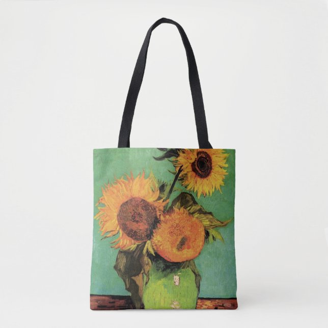 Tote Bag Trois tournesols dans un vase par Vincent van Gogh (Devant)