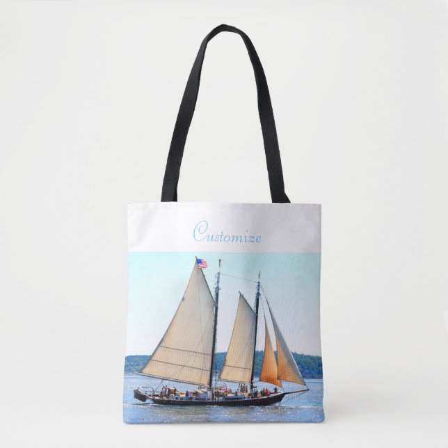 Tote Bag trois voiliers en bois (Devant)