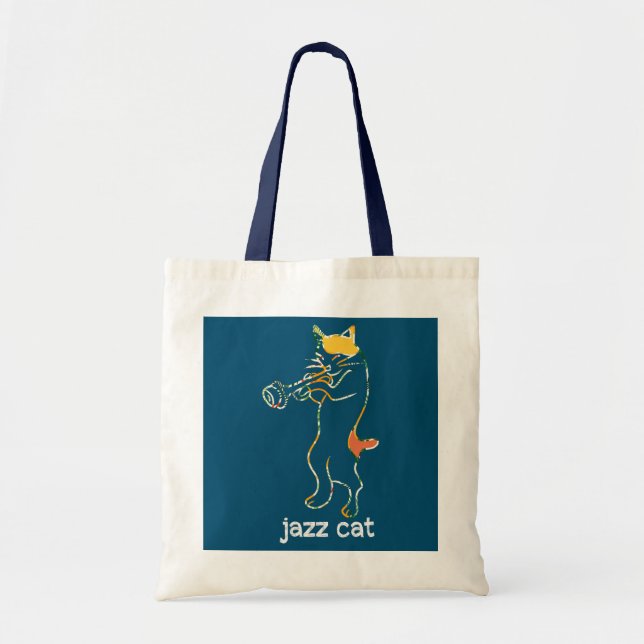 Tote Bag Trompette Chat Jazz Chat Trumpeter Chat Trumpeter  (Devant)