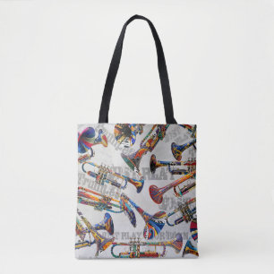 Tote Bag Trompettes colorées, Joueur de trompette, Art musi