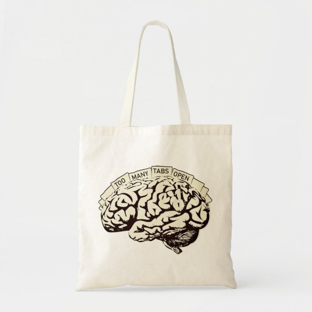 Tote Bag Trop d'étiquettes ouvrent le cerveau (Devant)