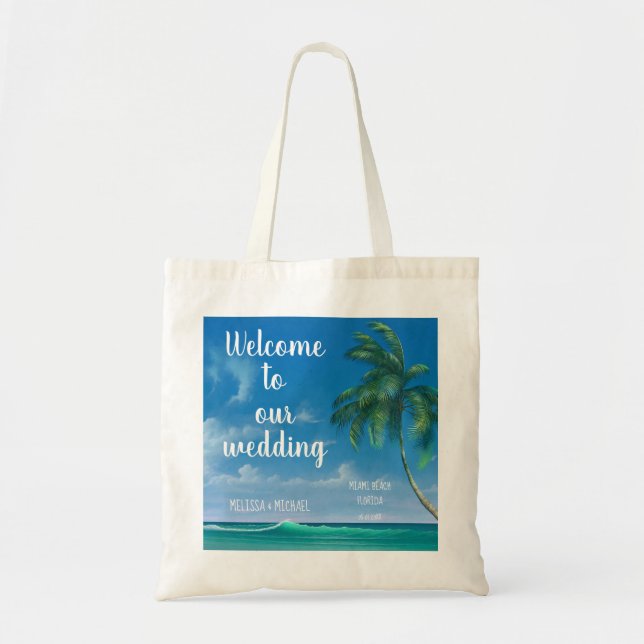 Tote Bag Tropical Beach Destination Wedding Welcome (Devant)
