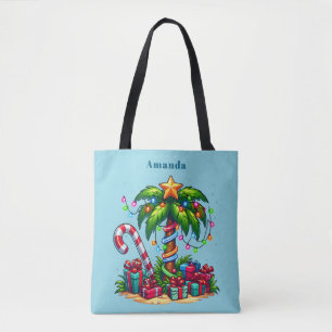 Tote Bag Tropical Christmas Holiday Palm Tree