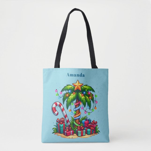 Tote Bag Tropical Christmas Holiday Palm Tree (Devant)