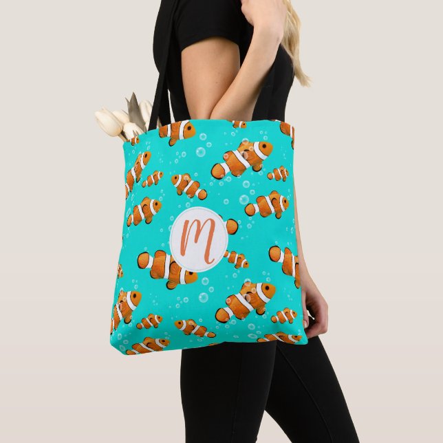 Tote Bag Tropical Clownfish & Bubbles Motif (De près)