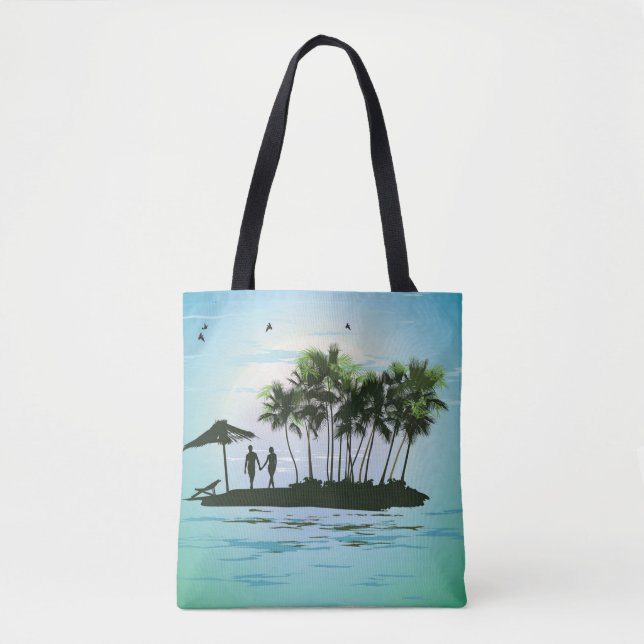 Tote Bag tropical, couple, île, jeune couple, détente (Devant)