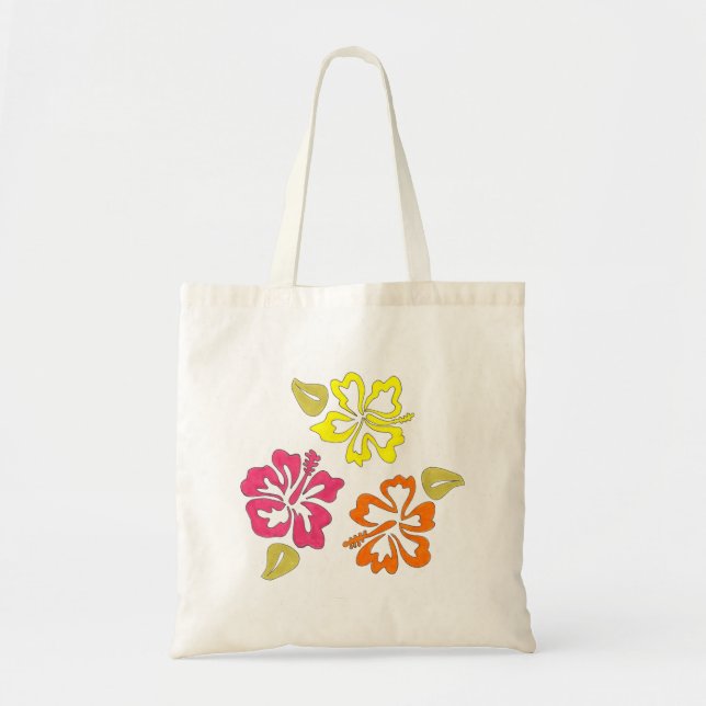 Tote Bag Tropical Hawaiian Island Hibiscus Flower Pink (Devant)