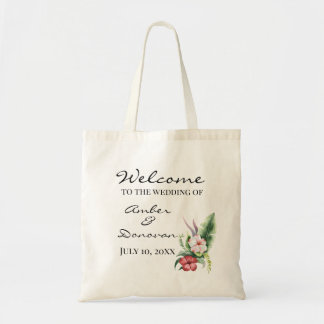 Tote Bag Tropical Hibiscus Watercolor Wedding Welcome Bag
