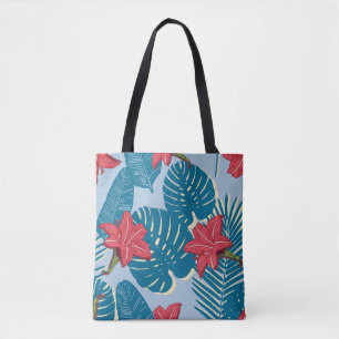 Tote Bag Tropical Palm sans couture feuille bleu motif