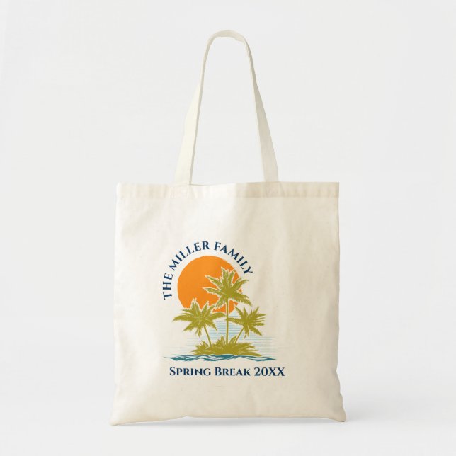 Tote Bag Tropical Palm Tree Beach Trip Sunset Cute Custom (Devant)