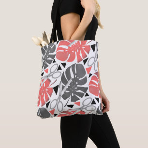 Tote Bag Tropical print monstera leaves scissors jungle exo