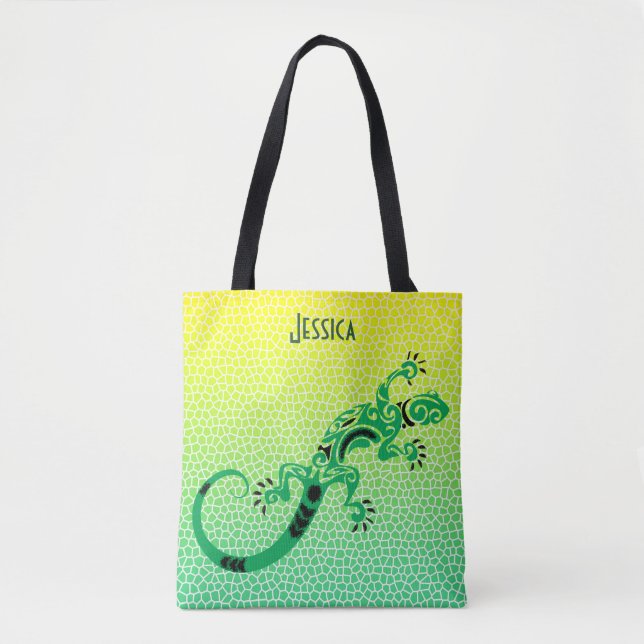 Tote Bag Tropical Snake Scales and Lizard Personalised (Devant)