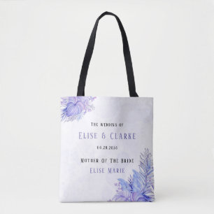 Tote Bag Tropical Violet Bleu Palm Feuille Mère De Mariée
