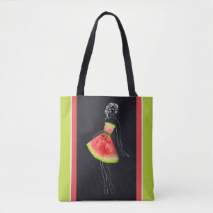 Tote Bag Tropical Watermelon Chic Line Art