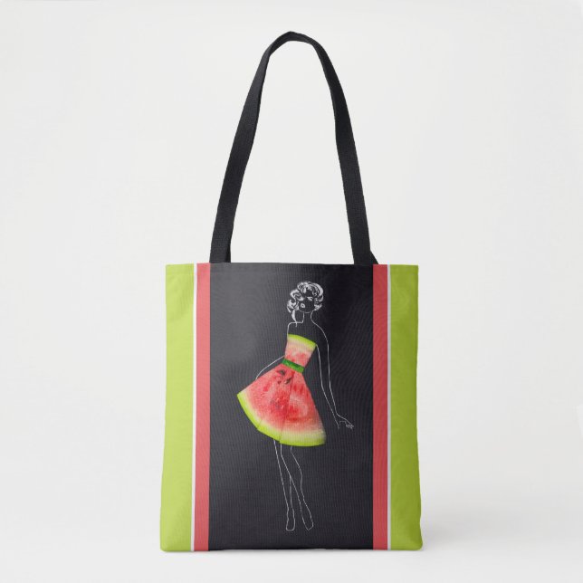 Tote Bag Tropical Watermelon Chic Line Art (Devant)