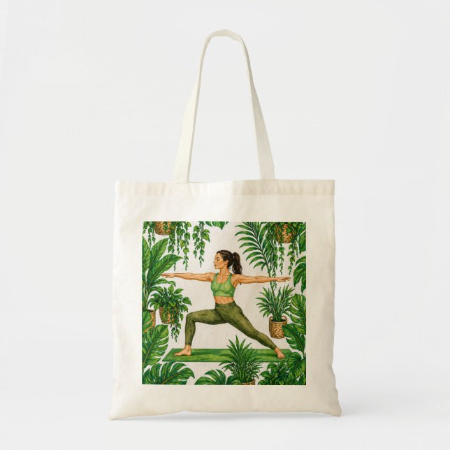 Tote Bag Tropical Yoga Pose de Guerrier (Devant)