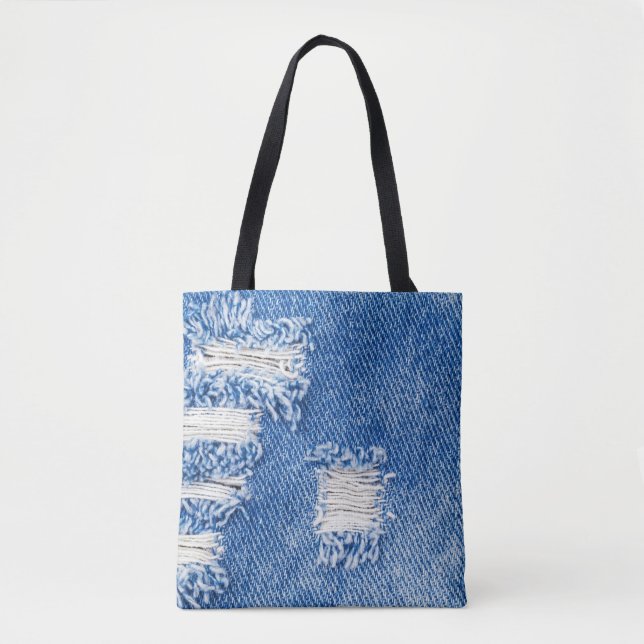 Tote Bag Trou, jean denim, texture déchirée (Devant)