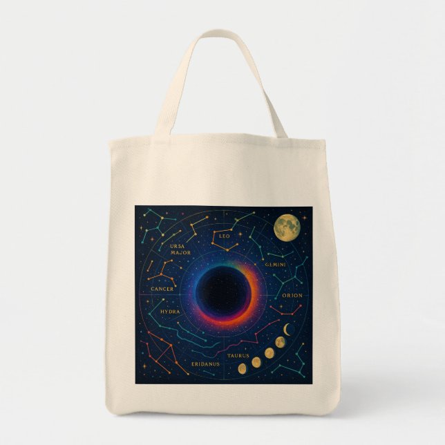 Tote Bag Trou Noir Cosmique & Constellations Art - Céleste (Devant)