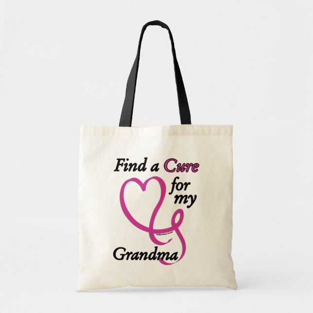 Tote Bag Trouver un remède/coeur/grand-mère...Cancer du sei (Devant)