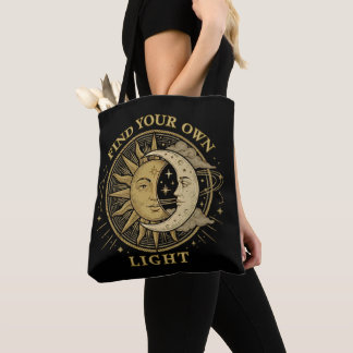 Tote Bag Trouvez Votre Propre Lumière Vintage Soleil Lune C