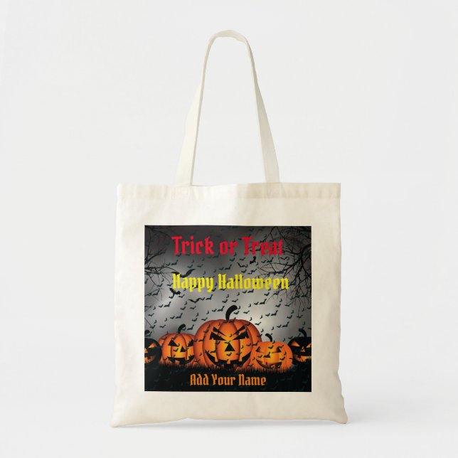 Tote Bag Trucs ou traitements Halloween heureux (Devant)