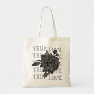 Tote Bag True Love Rose Romantique Saint Valentin B&W