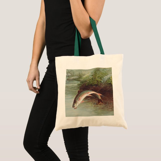 Tote Bag Truite de ruisseau Leaping par S.A. Kilbourne Pois (Devant (produit))