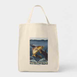 Tote Bag Truite pêchant la section transversale - Montana