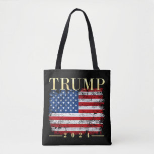 Tote Bag Trump 2020 : Elégant drapeau Vintage or