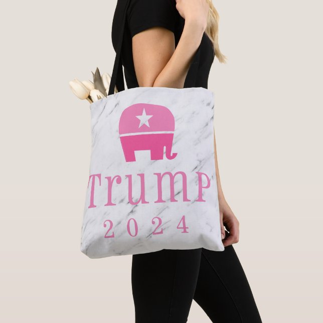 Tote Bag Trump 2024 Eléphant rose mignon (De près)
