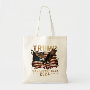 Tote Bag Trump 2024 Reprendre l'Amérique Drapeau américain 